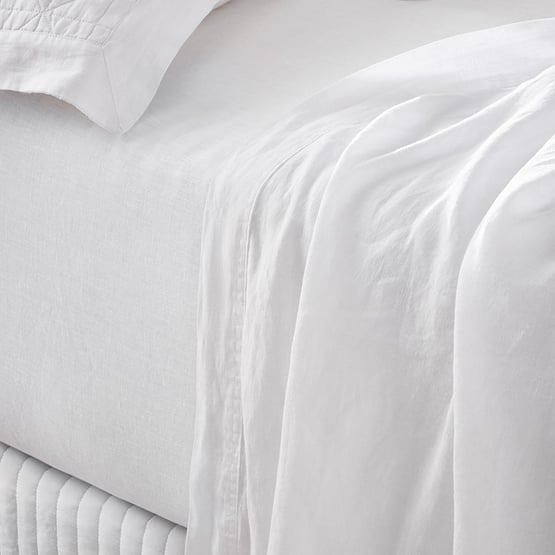 Vintage Washed Linen White Sheet Separates