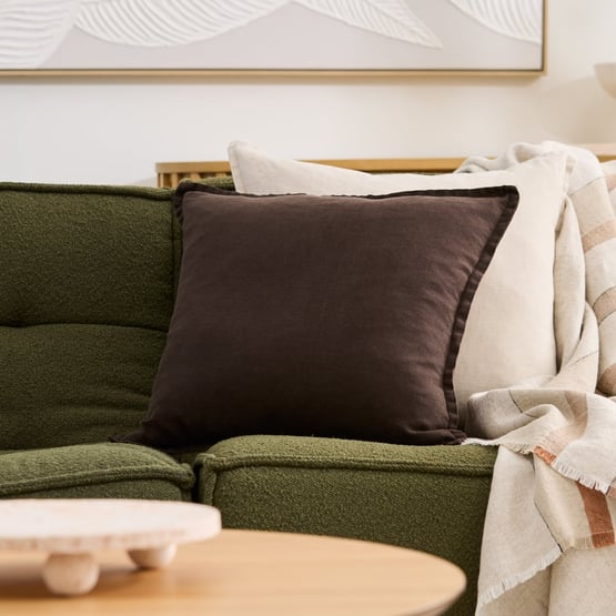Belgian Chocolate Vintage Washed Linen Cushion