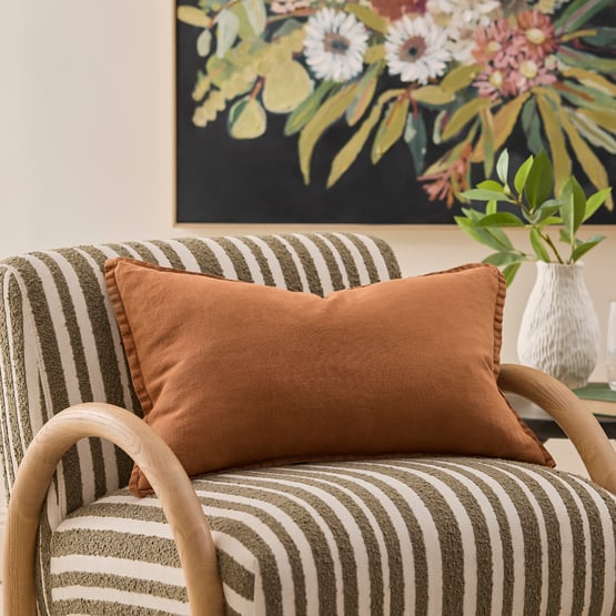 Belgian Brown Sugar Vintage Washed Linen Long Cushion