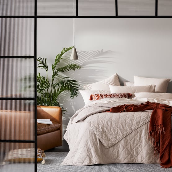 Stonewashed Cotton Silver Quilted Coverlet Separates