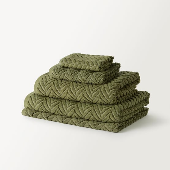 Mimosa Avocado Marle Textured Towel Range