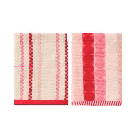 Mimi Red & Pink Cotton Bamboo Tea Towel Pack of 2