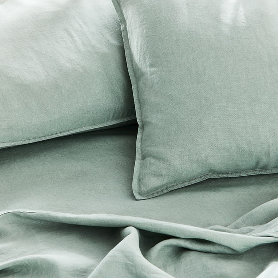 Vintage Washed Linen Eucalyptus Sheet Separates