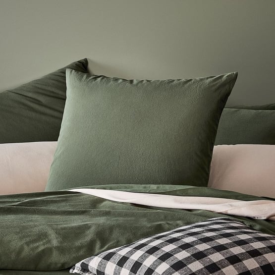 Stonewashed Cotton Basil Pillowcase