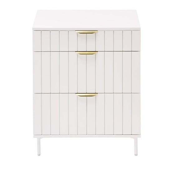 Manhattan White 3 Drawer Side Table