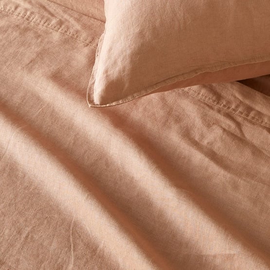 Vintage Washed Linen Hazelnut Sheet Separates