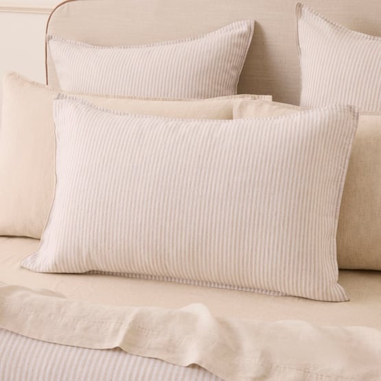 Vintage Washed Linen Linen & White Stripe Pillowcases