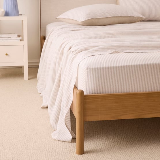 Vintage Washed Linen Linen & White Stripe Sheet Separates