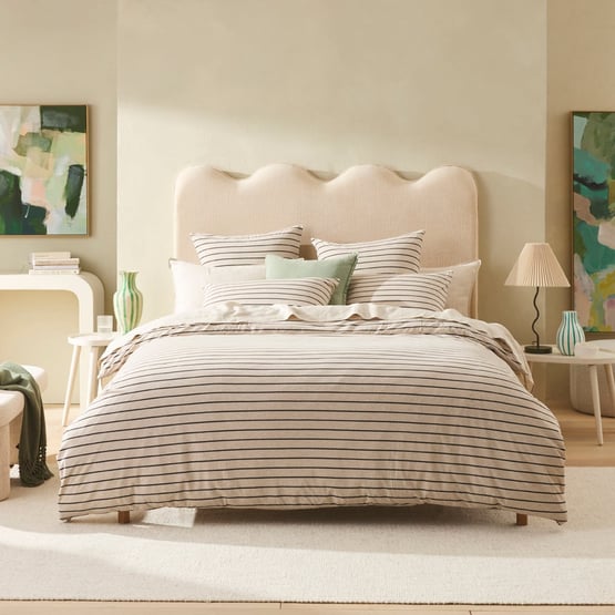 Ultra Soft Jersey Natural & Black Marble Stripe Quilt Cover Separates