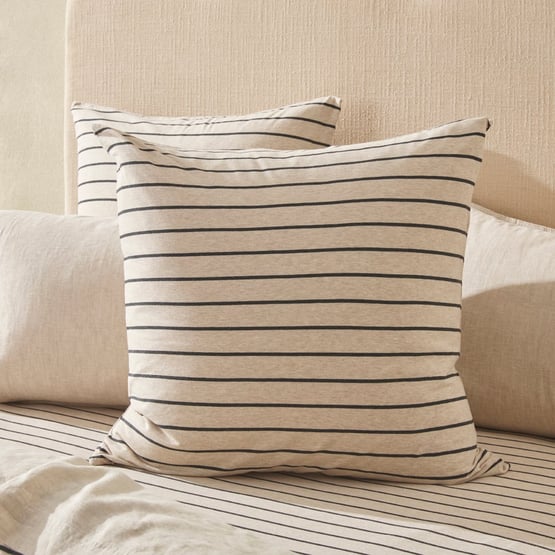 Ultra Soft Jersey Natural & Black Marble Stripe Pillowcases