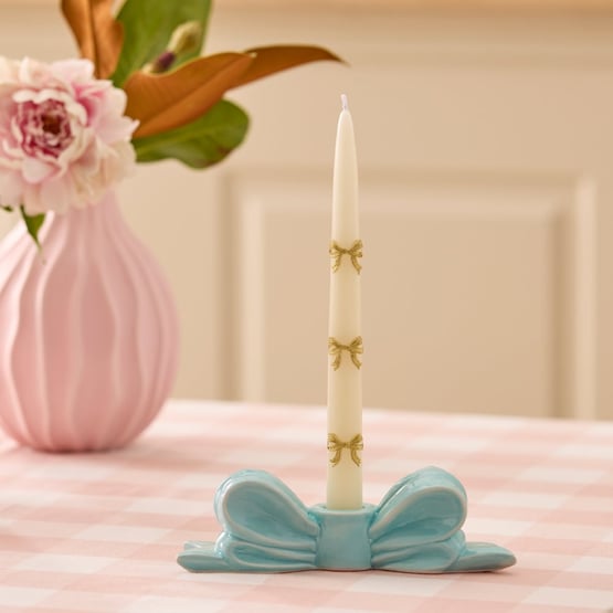 Daphne White & Gold Taper Candle Pack of 3