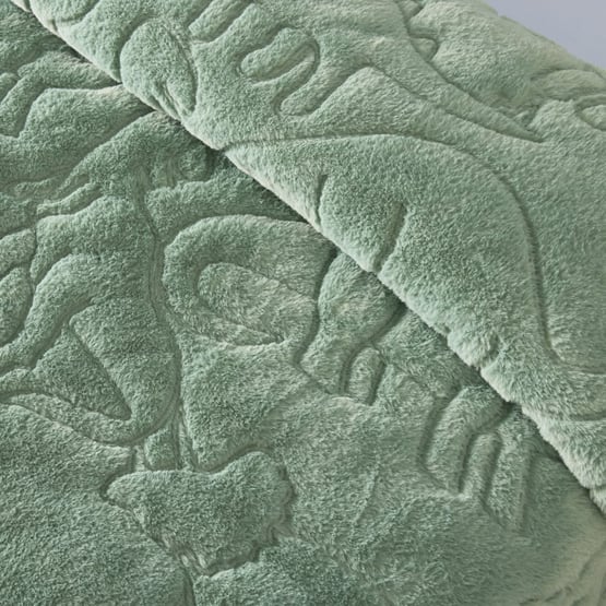 Dinosaur Dream Green Faux Fur Quilt Cover Set