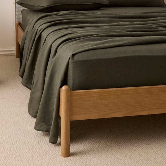 Vintage Washed Linen Thyme Sheet Separates