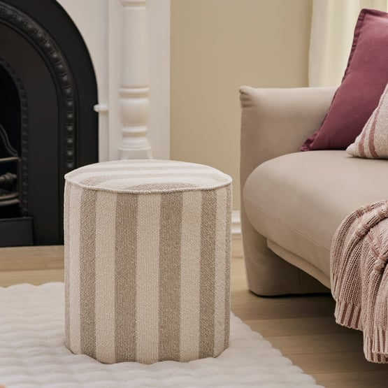 Soli Beige Stripe Ottoman