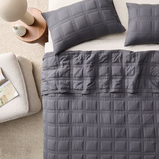 Dakota Charcoal Quilted Coverlet Set
