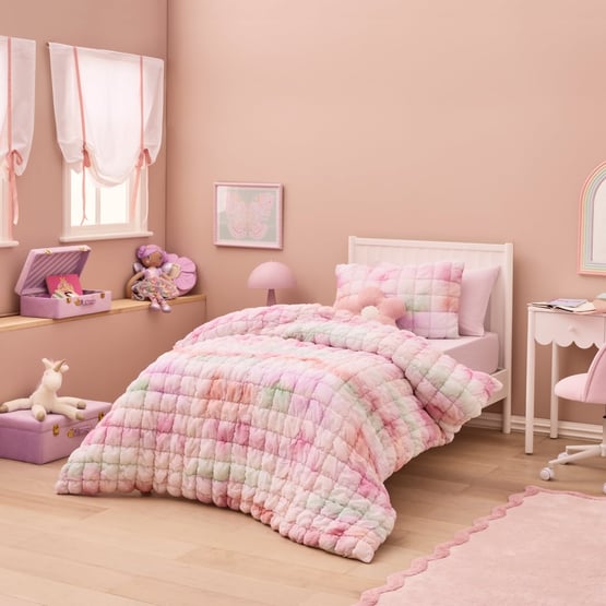 Ombre Marshmallow Quilted Quilt Cover Set