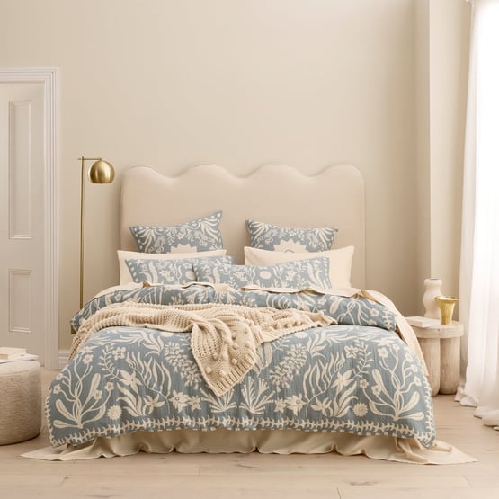 Nori Blue Surf Jacquard Quilt Cover Separates 