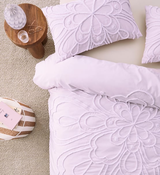 Mandala Tufted Lilac Quilt Cover Set