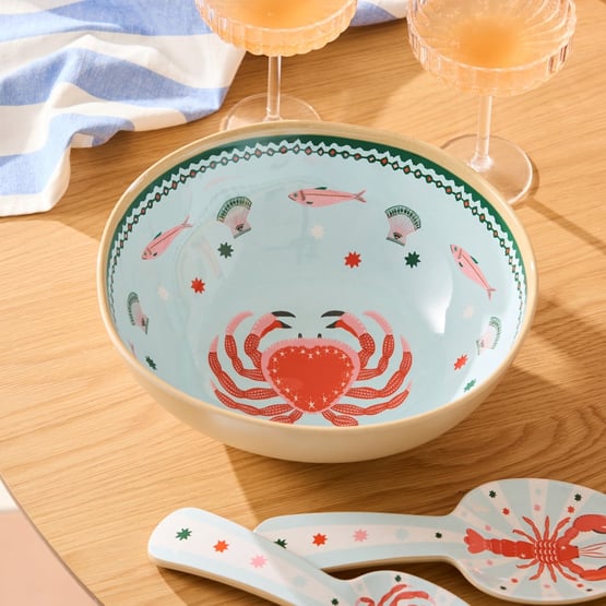 La Mer Coastal Crab Melamine Salad Bowl
