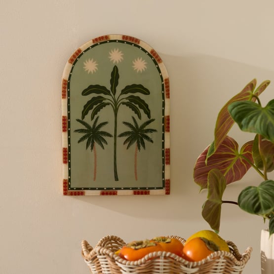 Natures Resort Acadia Palm Arch Timber Wall Art