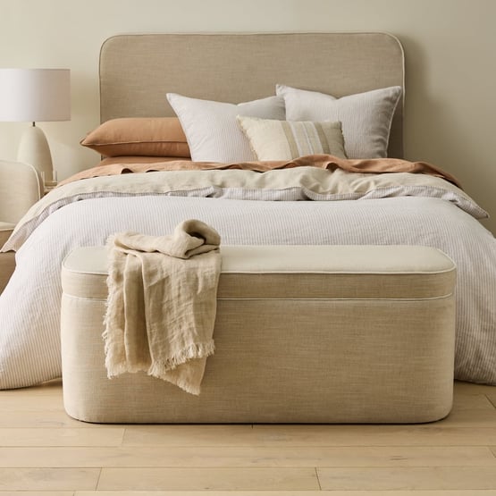 Seline Natural & White Blanket Box