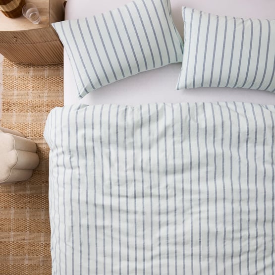 Billie Green & Blue Stripe Quilt Cover Set