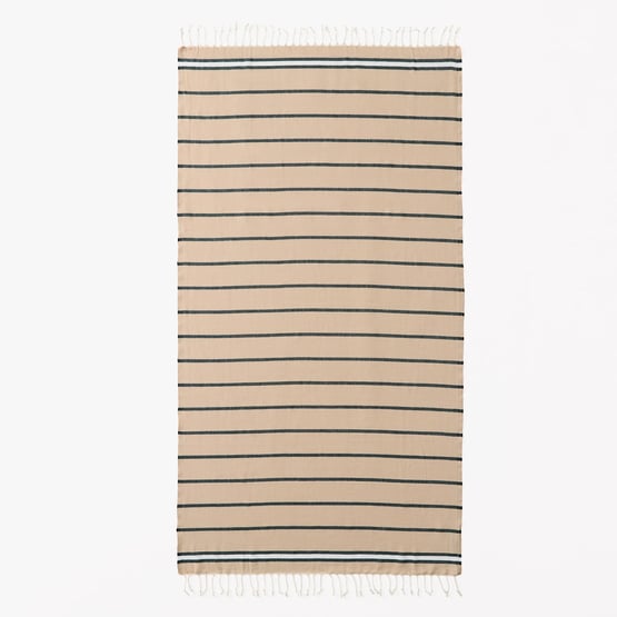 European Biscuit Stripe Turkish Peshtemal Beach Towel