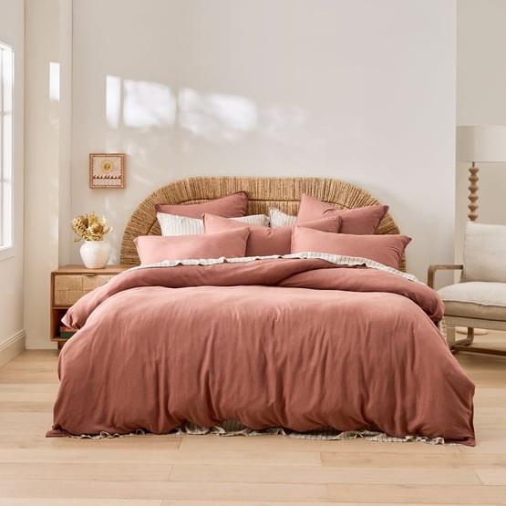 Washed Bamboo Linen Nutmeg Quilt Cover Set + Separates