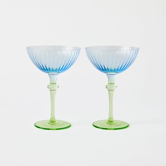 Carlita Drinkware Blue & Green Cocktail Glass Pack of 2