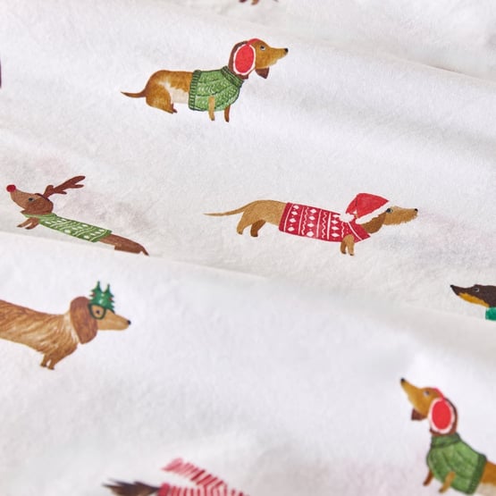 Christmas Dachshund White Sheet Set