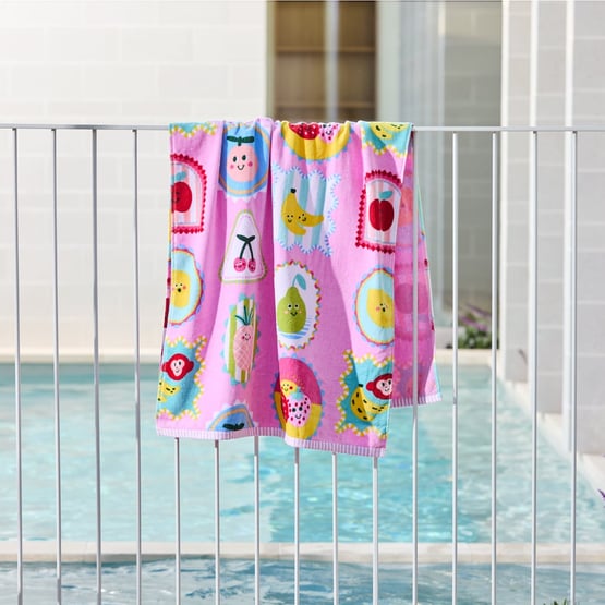 Kids Summer Fruits Stamps Beach Towel