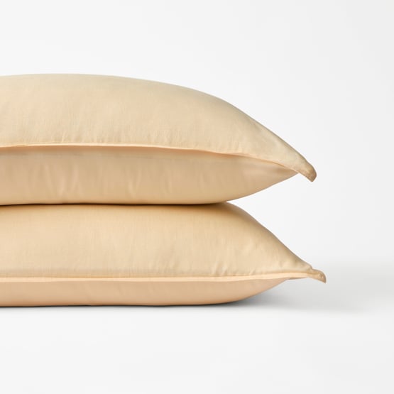 Vintage Washed Linen Silk Lemon Pillowcase Pair