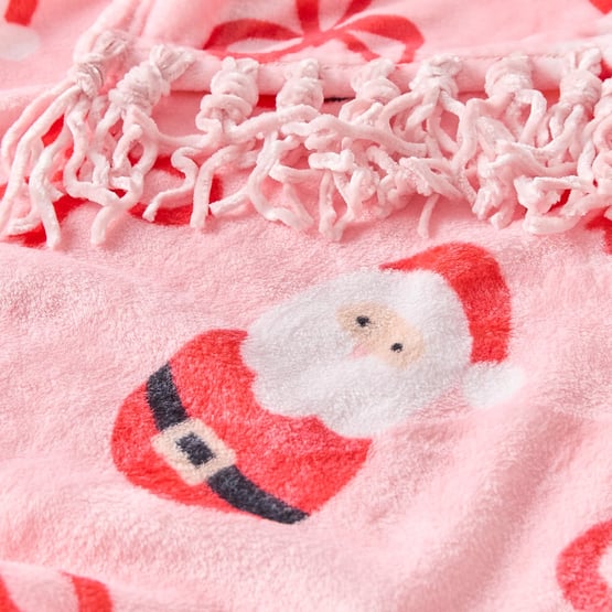Aspen Festive Santa Pink Fleece Tassel Throw