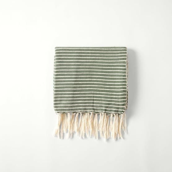 Raven Leaf Green Stripe Throw