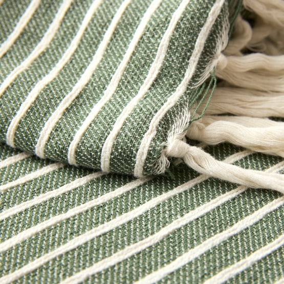 Raven Leaf Green Stripe Throw