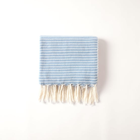 Raven Sky Blue Stripe Throw
