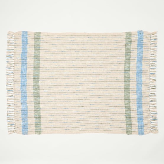 Beau Leaf Green & Airy Blue Stripe Throw