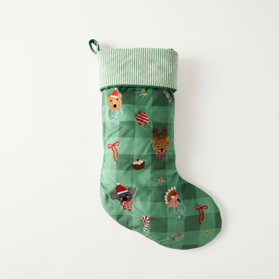 Green Christmas Animals Stocking