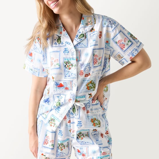 Womens Amalfi Blue Short Pyjama Set