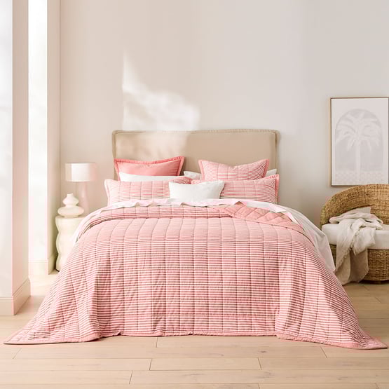 Bodhi Tomato Stripe Quilted Coverlet Separates