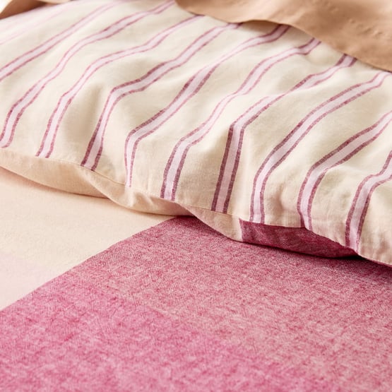 Linen Cotton Sunlit Berry Check Quilt Cover Set + Separates