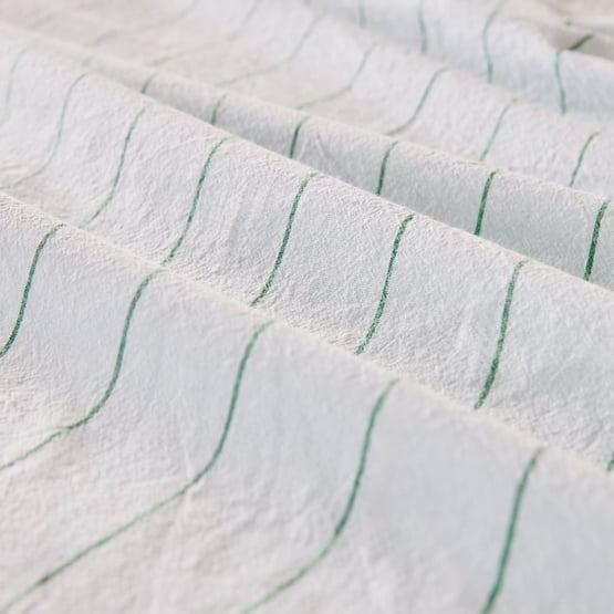 Poolside Blue & Green Stripe Scallop Sheet Set