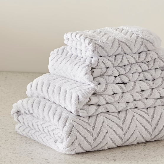 Mimosa White Textured Towel Range