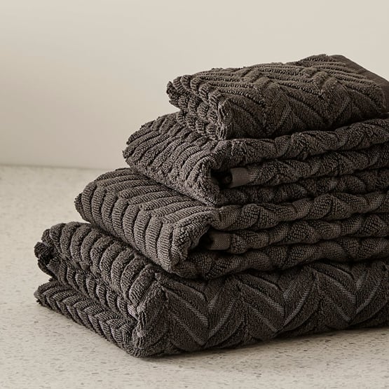 Mimosa Charcoal Marle Textured Towel Range